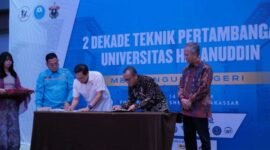 Department Teknik Pertambangan Universitas Hasanuddin (Unhas) menandatangani MoU dengan PT Tiran di Hotel Four Points by Sheraton, Makassar, Minggu (14/4/2024).