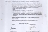 Foto. Pengumuman Pelatihan Dewan Hakim Musabaqah Tilawatil Qur’an (MTQ) tingkat Kabupaten Fakfak.
