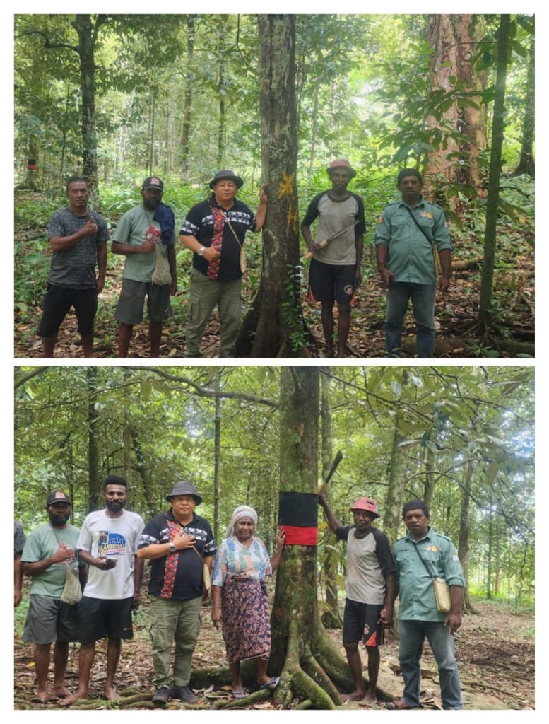 Foto. Plt. Kepala Dinas Perkebunan Fakfak Widhi Asmoro Jati, ST., MT., bersama para petani di salah satu wilayah Blok Penghasil Tinggi (BPT) Pala Tomandin.
