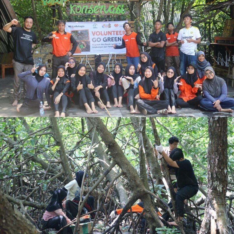 Foto. Relawan Rumah Zakat Jayapura berkolaborasi dengan Tim Rumah Bakau Jayapura menggelar kegiatan Volunteer Go Green berupa aksi bersih-bersih lingkungan dan penanaman pohon bakau.