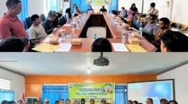 Foto. Sejumlah Pelaku usaha pala mengikuti sosialisasi yang berfokus pada pada penguatan perizinan dan validasi dokumen pengepul yang dilaksanakan di Ruang Rapat Tomandin Fakfak, Kamis (20/5/2025).